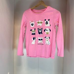 Carters I Woof You Dog Portrait Long Sleeve Shirt Size 14